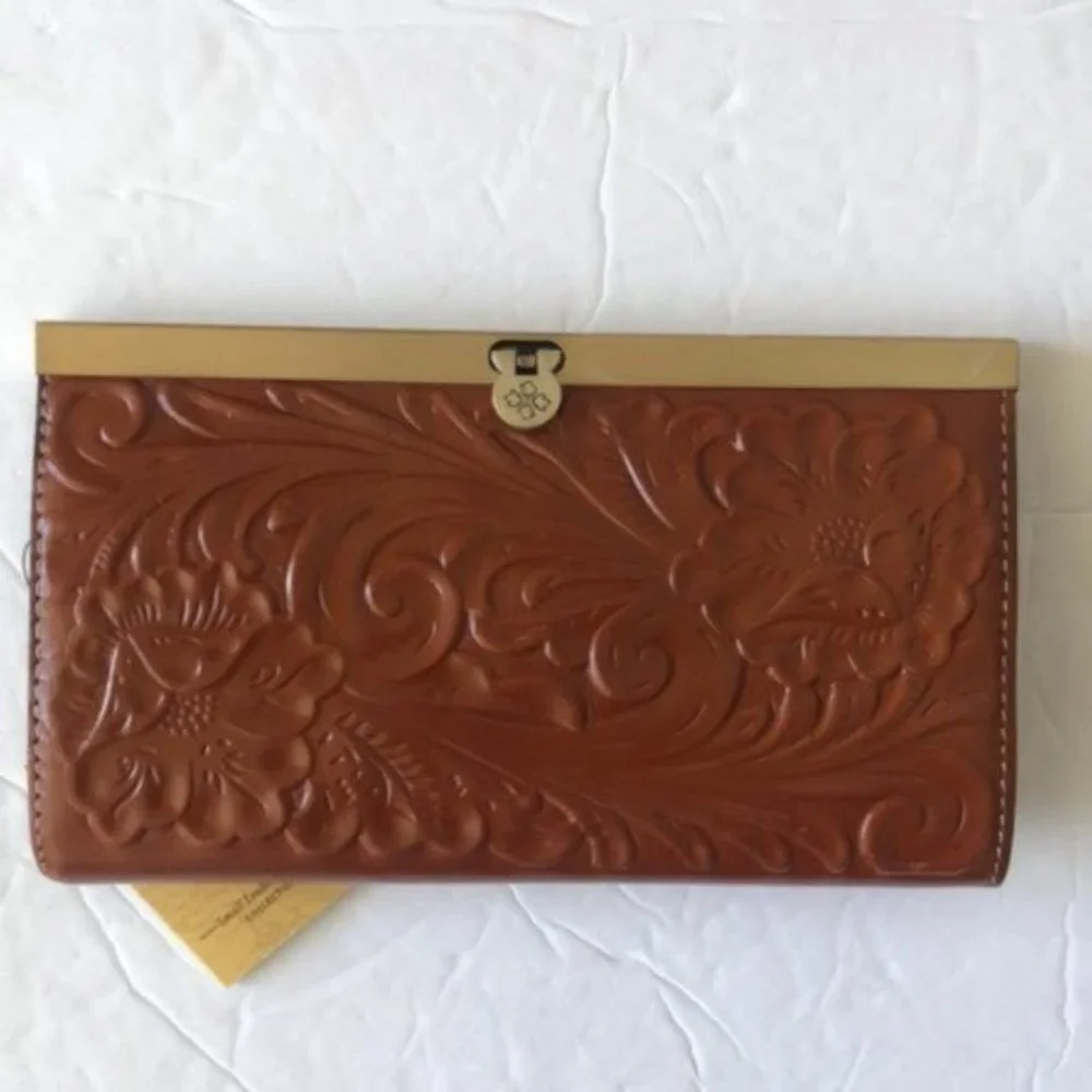 Patricia Nash Cauchy Leather Frame Wallet Tooled Florence